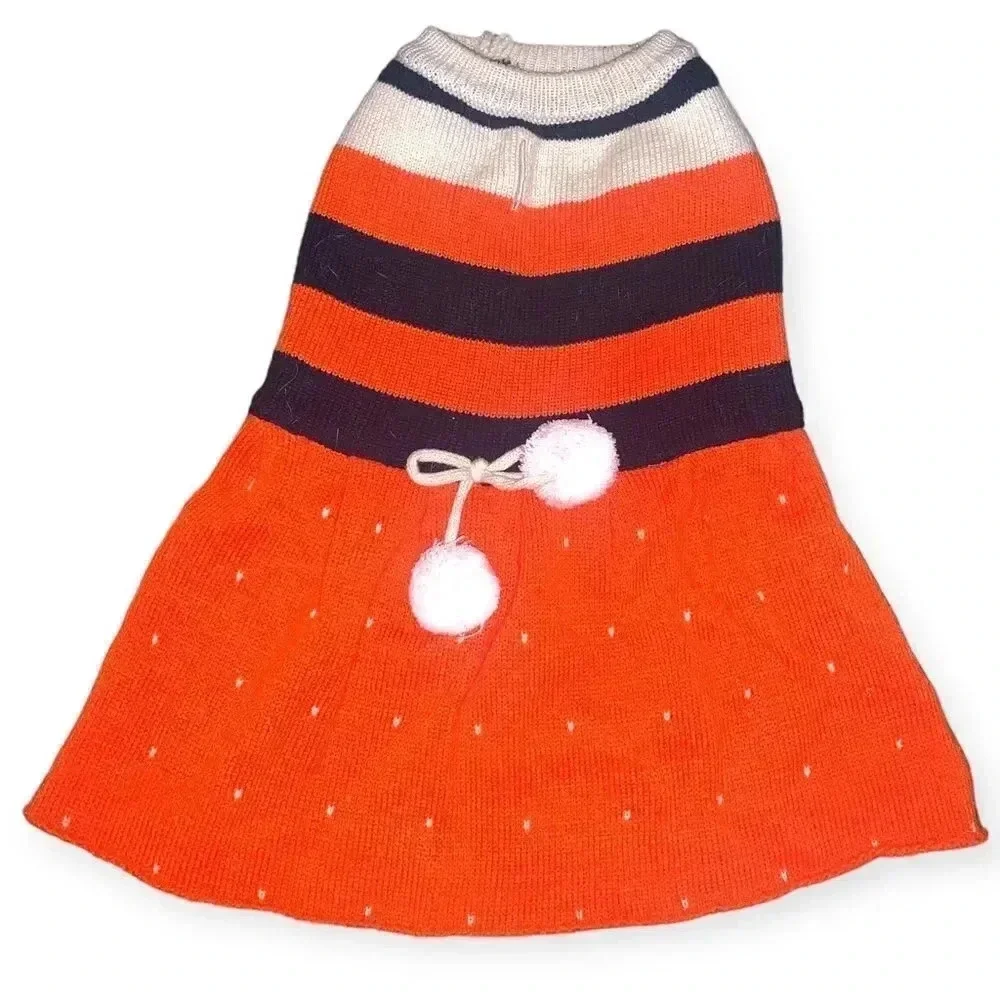 Frisco POM POM Bow Sweater Dress Knit Dog Shirt Knit Acrylic
